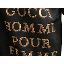 Gucci-Sweat à capuche boutonné orné Gucci noir et or Taille US M-Noir