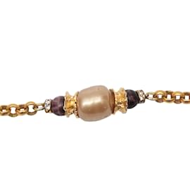 Céline-Vintage Gold-Tone Celine Chain-Link Long Necklace-Golden