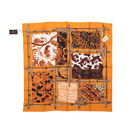 Gucci-Bufanda de seda con estampado abstracto de Gucci naranja y multicolor-Naranja