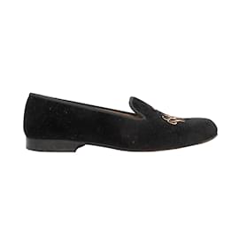 Stubbs & Wootton-Black & Multicolor Stubbs & Wootton Velvet Loafers Size 37.5-Black