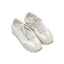 Totême-White Toteme Leather & Suede Low-Top Sneakers Size 39-White