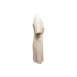Autre Marque-Variação Yves Saint Laurent bege vintage 1990s Vestido de linho tamanho UE 36-Bege