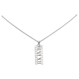 Tiffany & Co-Collar con colgante de barra Atlas de diamantes Tiffany de plata-Plata
