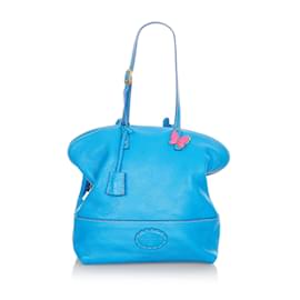 Fendi-Blue Fendi Selleria 2bag Leather Shoulder Bag-Blue