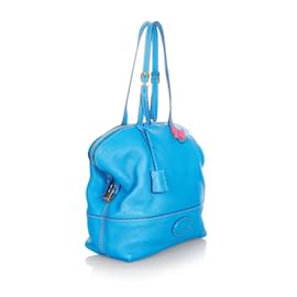Fendi-Blue Fendi Selleria 2bag Leather Shoulder Bag-Blue