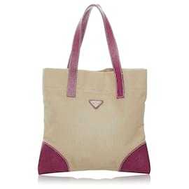 Prada-Beige Prada Canvas Tote Bag-Beige