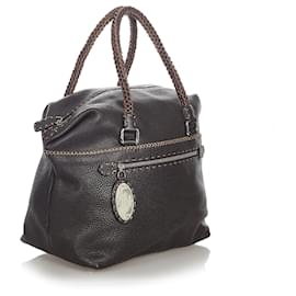 Fendi-Brown Fendi Selleria Leather Handbag-Brown