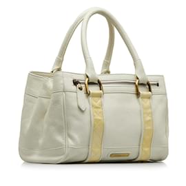 Burberry-White Burberry Leather Handbag-White