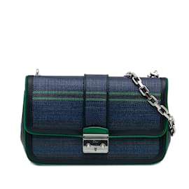 Dior-Blue Dior Medium Tricolor Raffia Miss Dior Flap Bag-Blue