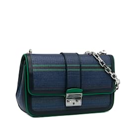 Dior-Blue Dior Medium Tricolor Raffia Miss Dior Flap Bag-Blue