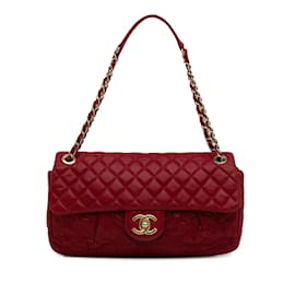 Chanel-Bolso rojo con solapa y pliegues Coco Chanel-Roja