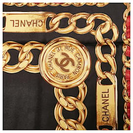 Chanel-Écharpe noire à logo CC entrelacé Chanel Écharpes-Noir