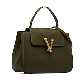 Versace-Green Versace Virtus Top Handle Bag Satchel-Green