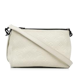 Louis Vuitton-White Louis Vuitton Monogram Empreinte Triangle Crossbody Bag-Blanc
