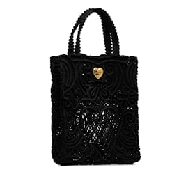 Dolce & Gabbana-Black Dolce&Gabbana Small Beatrice Cordonetto Lace Shopper Tote-Black