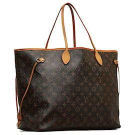 Louis Vuitton-Sac cabas marron Louis Vuitton Monogram Neverfull GM-Marron