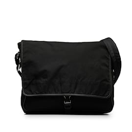 Prada-Black Prada Tessuto Messenger Bag-Black