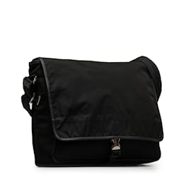 Prada-Black Prada Tessuto Messenger Bag-Black