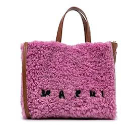 Marni-Bolso satchel Museo Marni de piel de oveja rosa-Rosa