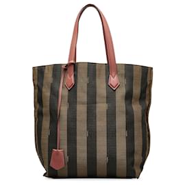 Fendi-Sac cabas en toile marron Fendi Pequin-Marron