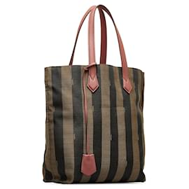 Fendi-Sac cabas en toile marron Fendi Pequin-Marron