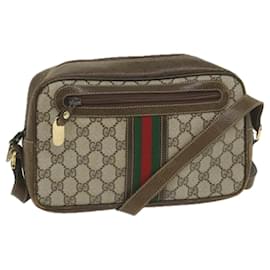 Gucci-GUCCI GG Supreme Web Sherry Line Shoulder Bag Red Beige Green Auth ep2271-Red,Beige,Green