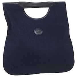 Céline-CELINE C Macadam Canvas Hand Bag Navy Auth ar10793-Navy blue