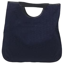 Céline-CELINE C Macadam Canvas Hand Bag Navy Auth ar10793-Navy blue