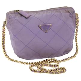 Prada-PRADA Chain Shoulder Bag Nylon Purple Auth bs9970-Purple