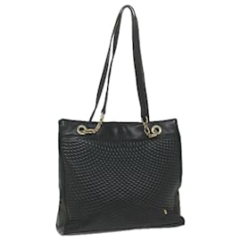 Bally-BALLY Matelasse Shoulder Bag Leather Black Auth ki3695-Black