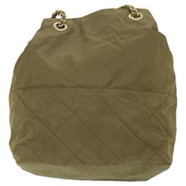 Prada-PRADA Chain Shoulder Bag Nylon Khaki Auth bs9995-Khaki
