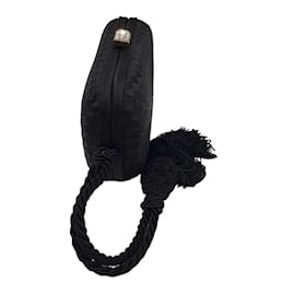 Autre Marque-Bottega Veneta Vintage Black Woven Intrecciato Satin Mini Clutch Bag-Black