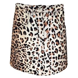 Autre Marque-Louis Vuitton Abbronzatura / Minigonna in cotone con stampa leopardata nera-Cammello