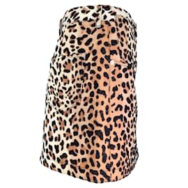 Autre Marque-Louis Vuitton Bronzeado / Mini saia de algodão com estampa de leopardo preta-Camelo