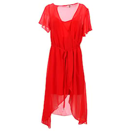 Tommy Hilfiger-Tommy Hilfiger Womens Chiffon Wrap Dress in Red Polyester-Red