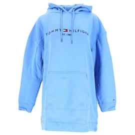 Tommy Hilfiger-Tommy Hilfiger Womens Essential Relaxed Fit Hooded Dress in Blue Cotton-Blue