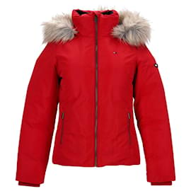 Tommy Hilfiger-Womens Hooded Down Jacket-Red