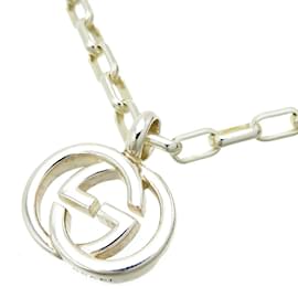 Gucci-Collar de eslabones de cadena de plata con G entrelazadas-Plata