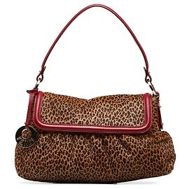 Borsa a tracolla Fendi capelli castani con stampa leopardo marrone Marrone