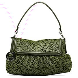 Fendi-Fendi Brown Leopard Print Pony Hair Chef Shoulder Bag-Brown