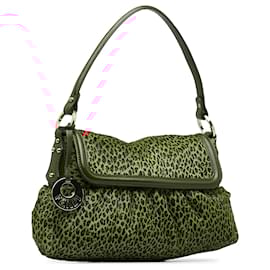 Fendi-Fendi Brown Leopard Print Pony Hair Chef Shoulder Bag-Brown