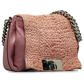 Céline-Celine Pink Leather Shoulder Bag-Pink