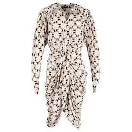 Isabel Marant-Isabel Marant Blandine drapiertes Kleid mit geometrischem Print aus elfenbeinfarbener Seide-Weiß,Roh