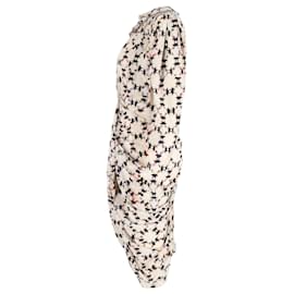 Isabel Marant-Isabel Marant Blandine drapiertes Kleid mit geometrischem Print aus elfenbeinfarbener Seide-Weiß,Roh