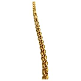 Chanel-Collar con eslabones de moneda con dije Vintage Paris de Chanel en metal dorado-Dorado,Metálico