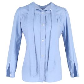 Golden Goose Deluxe Brand Camicia Golden Goose con cravatta in cotone blu Blu