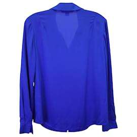 Diane Von Furstenberg-Diane Von Furstenberg Button-Up-Bluse aus blauer Polyesterseide-Blau