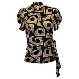 Diane Von Furstenberg-Diane Von Furstenberg Irlan Printed Wrap Blouse in Multicolor Silk-Multiple colors