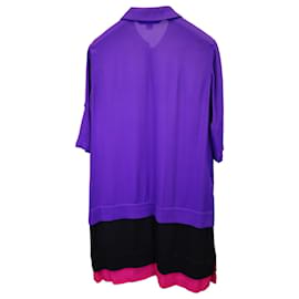 Diane Von Furstenberg-Vestido camisa em camadas Colorblock Diane Von Furstenberg em viscose multicolor-Multicor