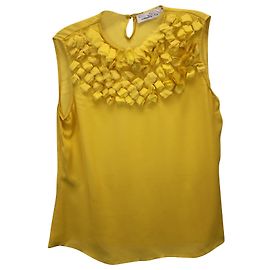 Top senza maniche decorato Carolina Herrera in seta gialla Giallo
